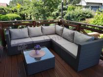 Aranżacja: Komplet ogrodowy z technorattanu FARLITO IX CORNER Grey & Ivory