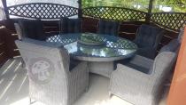 Aranżacja: Komplet okrągły stół obiadowy 180cm + 8 foteli technorattan Laritto - Grey