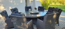 Aranżacja: Komplet okrągły stół obiadowy 180cm + 8 foteli technorattan Laritto - Grey