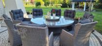 Aranżacja: Komplet okrągły stół obiadowy 180cm + 8 foteli technorattan Laritto - Grey
