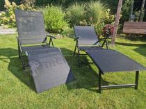 Aranżacja: Komplet składanych leżaków na taras - aluminium - Kubu Black 2szt.