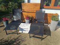 Aranżacja: Komplet składanych leżaków na taras - aluminium - Kubu Black 2szt.