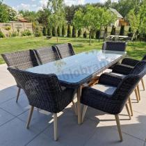 Aranżacja: Komplet stół 220cm i krzesła na taras technorattan Tonitto Dining 8+1 - Antracyt