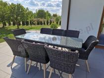 Aranżacja: Komplet stół 220cm i krzesła na taras technorattan Tonitto Dining 8+1 - Antracyt