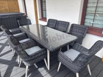 Aranżacja: Komplet stół 220cm i krzesła na taras technorattan Tonitto Dining 8+1 - Antracyt