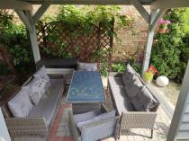 Aranżacja: Komplet z technorattanu ze stołem obiadowym Perata Grande Dark Grey