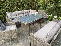 Aranżacja: Komplet z technorattanu ze stołem obiadowym Perata Grande Dark Grey