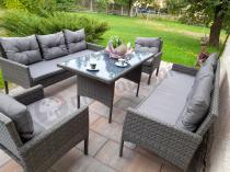 Aranżacja: Komplet z technorattanu ze stołem obiadowym Perata Grande Dark Grey