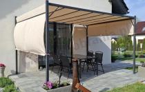 Aranżacja: Kremowa pergola tarasowa Horn 3x4 z roletą