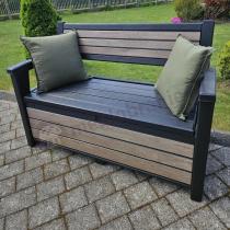 Aranżacja: Ławka ogrodowa ze skrzynią schowkiem Keter Signature Deco 227 L Ashwood