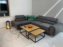 Aranżacja: Lewostronny ciemnoszary nowoczesny narożnik do salonu Laurence 275x205 cm Monolith 92