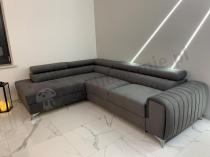 Aranżacja: Lewostronny ciemnoszary nowoczesny narożnik do salonu Laurence 275x205 cm Monolith 92