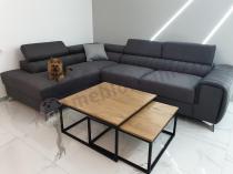 Aranżacja: Lewostronny ciemnoszary nowoczesny narożnik do salonu Laurence 275x205 cm Monolith 92