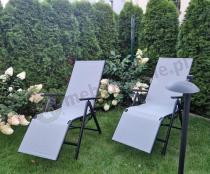 Aranżacja: Leżaki ogrodowe aluminiowe Moku z funkcją fotela - Silver + Black 2szt.