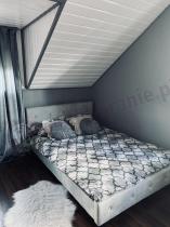 Aranżacja: Łóżko tapicerowane pikowane Rotti Jasnoszare 140x200 cm