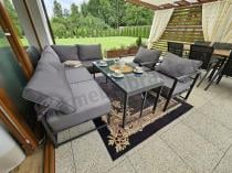 Aranżacja: Mały modułowy narożnik na taras z wysokim stołem 120x60cm i fotelami Trapeno 4 moduły