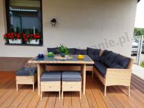 Aranżacja: Mały narożnik ogrodowy 190x140cm + stół + pufy Torino Corner Yellow
