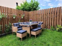 Aranżacja: Mały narożnik ogrodowy 190x140cm + stół + pufy Torino Corner Yellow