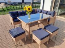 Aranżacja: Mały narożnik ogrodowy 190x140cm + stół + pufy Torino Corner Yellow