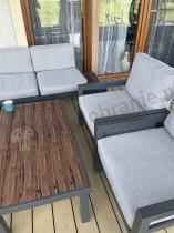 Aranżacja: Meble aluminiowe na taras - narożnik z fotelami - Calamba Corner - Light Grey