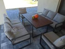 Aranżacja: Meble dla 8 osób na taras - sofy 175cm, fotele, stół obiadowy 160cm - Panaon Grande LG