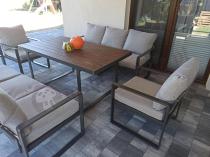 Aranżacja: Meble dla 8 osób na taras - sofy 175cm, fotele, stół obiadowy 160cm - Panaon Grande LG