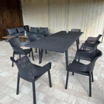 Aranżacja: Meble na taras Kantara Modern, stół rozkładany 160-240 cm i 8 sztaplowanych krzeseł