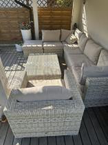 Aranżacja: Meble na taras regulowanym stolikiem LIGURITO VIII Beige + fotel
