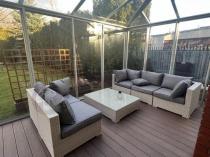 Aranżacja: Meble na taras z podnoszonym stołem NILAMITO IX Light Grey + fotel