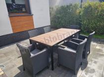 Aranżacja: Meble obiadowe na taras Portis Comfort ze stołem 200cm w kolorze orzecha i 10 fotelami