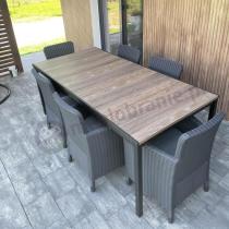 Aranżacja: Meble obiadowe na taras Portis Comfort ze stołem 200cm w kolorze orzecha i 6 fotelami