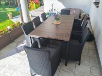 Aranżacja: Meble obiadowe na taras Portis Comfort ze stołem 200cm w kolorze orzecha i 8 fotelami