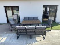 Aranżacja: Meble ogrodowe dla 8 osób - sofy 175cm, fotele, stół obiadowy 160cm - Panaon Grande Grey Teak