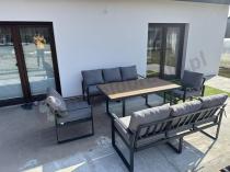 Aranżacja: Meble ogrodowe dla 8 osób - sofy 175cm, fotele, stół obiadowy 160cm - Panaon Grande Grey Teak