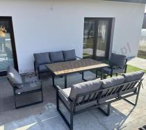 Aranżacja: Meble ogrodowe dla 8 osób - sofy 175cm, fotele, stół obiadowy 160cm - Panaon Grande Grey Teak