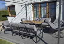 Aranżacja: Meble ogrodowe dla 8 osób - sofy 175cm, fotele, stół obiadowy 160cm - Panaon Grande Grey Teak