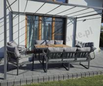 Aranżacja: Meble ogrodowe dla 8 osób - sofy 175cm, fotele, stół obiadowy 160cm - Panaon Grande Grey Teak