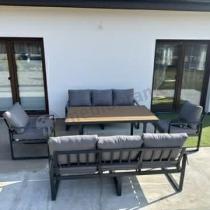 Aranżacja: Meble ogrodowe dla 8 osób - sofy 175cm, fotele, stół obiadowy 160cm - Panaon Grande Grey Teak