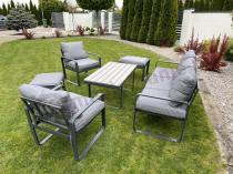 Aranżacja: Meble ogrodowe metalowe - sofa 175cm, fotele, pufy i stolik kawowy - Panaon Dining