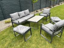 Aranżacja: Meble ogrodowe metalowe - sofa 175cm, fotele, pufy i stolik kawowy - Panaon Dining