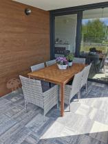 Aranżacja: Meble ogrodowe na taras dla 6 osób stół obiadowy 150x90cm technorattan Flavio 6+1