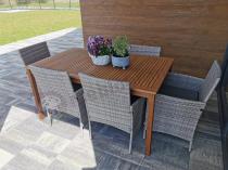 Aranżacja: Meble ogrodowe na taras dla 6 osób stół obiadowy 150x90cm technorattan Flavio 6+1