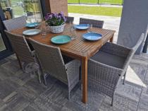 Aranżacja: Meble ogrodowe na taras dla 6 osób stół obiadowy 150x90cm technorattan Flavio 6+1