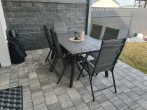 Aranżacja: Meble ogrodowe obiadowe dla 8 osób Kantara ze stołem 160-240 cm i składanymi krzesłami
