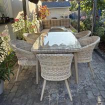 Aranżacja: Meble ogrodowe technorattan 6 krzeseł i stół Cioso Dining 6+1 - Beige