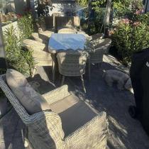 Aranżacja: Meble ogrodowe technorattan 6 krzeseł i stół Cioso Dining 6+1 - Beige