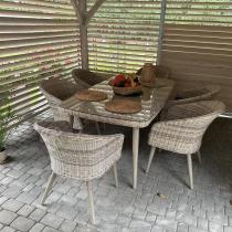 Aranżacja: Meble ogrodowe technorattan 6 krzeseł i stół Cioso Dining 6+1 - Beige
