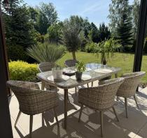 Aranżacja: Meble ogrodowe technorattan 6 krzeseł i stół Cioso Dining 6+1 - Beige