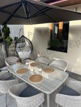 Aranżacja: Meble ogrodowe technorattan 6 krzeseł i stół Cioso Dining 6+1 - Creme