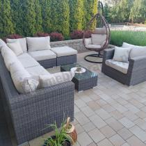 Aranżacja: Meble ogrodowe wypoczynkowe z brązowego technorattanu Nilamito VIII Double Brown & Beige + fotel